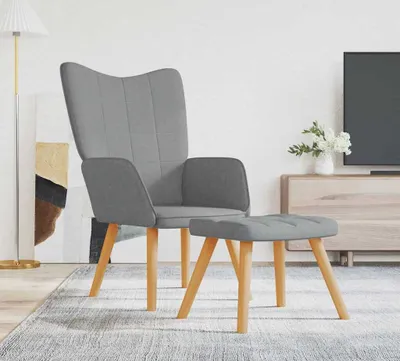 Image de Maison Exclusive - Fauteuil de détente avec repose-pieds, tissu gris clair