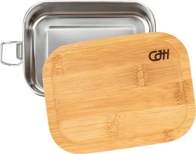 Image de CJH Boîte à lunch S en acier inoxydable avec couvercle en bambou