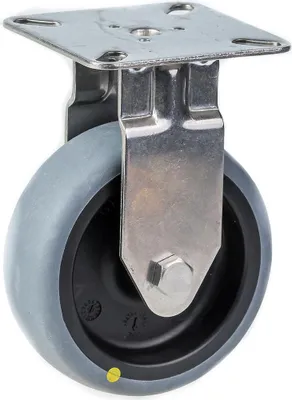 Imagen del producto de Rueda fija de acero inoxidable de 75 mm con base de termoplástico electroconductivo de color gris