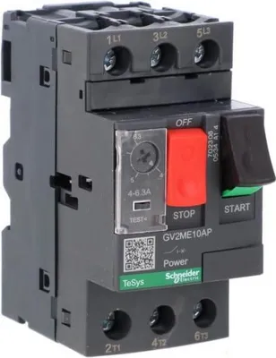Imagen del producto de Interruptor de protección de motor magnetotérmico, 4,0-6,3 A, serie PL, modelo GV2ME10AP
