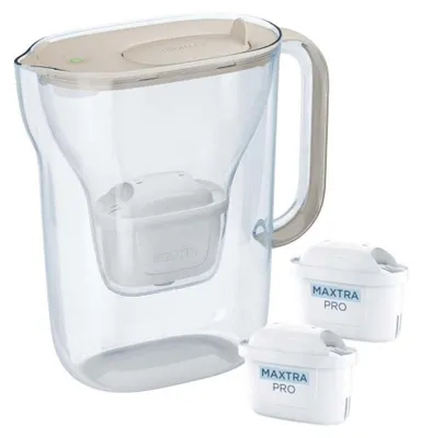 Produktbild von Brita Style Essential Filterkanne + 2 MaxtraPro PP-Filterkartuschen (2,4 l; Sand)