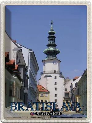 Produktbild von vianmo Blechschild 40x30 cm Bratislava Slowakei Michaelertor Abenteuer Reisen Urlaub