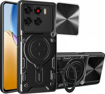Produktbild von Outdoor Panzer Hülle für ZTE Blade A56 Handyhülle mit Slide Kameraschutz Ringhalter Bumper in Schwarz