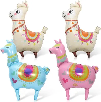Produktbild von 4er Packung Alpaka Folienballons für Kinderparty und Dekoration