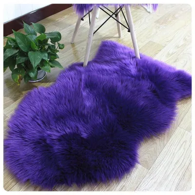 Produktbild von Fellteppich Lammfellimitat weich flauschig Lila 50x80cm