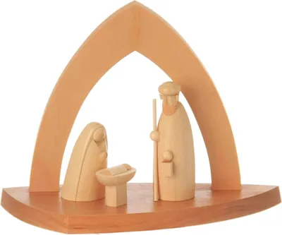 Obrázek produktu pro Přírodní oblouková postýlka se stylizovanou Svatou rodinou ŠxVxH 15x11x6cm NOVINKA