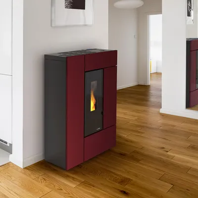 Immagine prodotto di Dal Zotto Leyla Elite Pelletofen Stahl Bordeaux