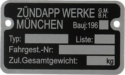 Produktbild von Rahmenschild 196..... für Zündapp