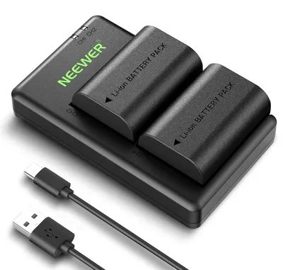 Imagen del producto de Dos baterías de respaldo de 2400 mAh en un cargador USB doble