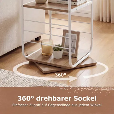Immagine prodotto di Libreria girevole a 360° a 4 ripiani con struttura in metallo, bianco/naturale