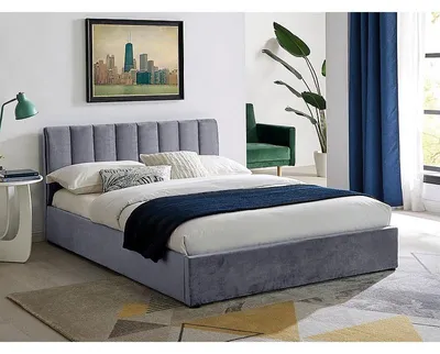 Produktbild von Gepolstertes Doppelbett VIZMA – 140 x 200 cm, grau