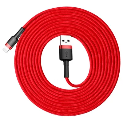Image de Baseus Cafule Câble USB-A vers Lightning, 3m, technologie de charge rapide QC 3.0, 2A, rouge