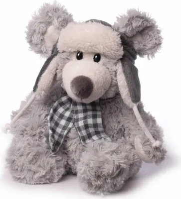 Produktbild von Inware Kuscheltier Schmusetier Kuschelmaus Pilotenmaus Maus grau 20 cm