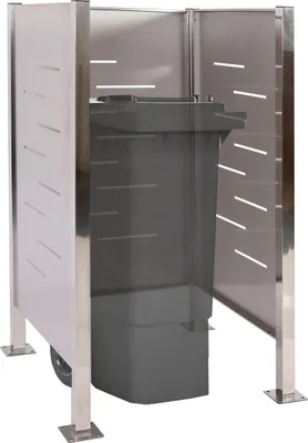 Immagine prodotto di Recinzione per cestini portarifiuti HWC-J55, contenitore per cestini portarifiuti, 150x85x85cm metallo ~ acciaio inox