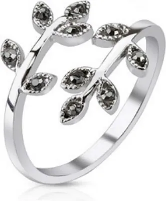 Produktbild von Schwarz - Blätter Kristall Zehring silber Zirkonia Damen