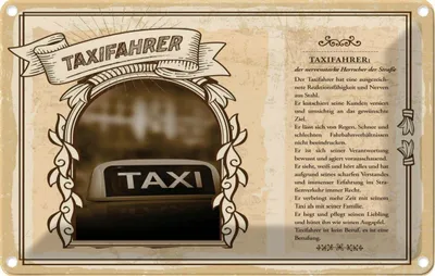 Produktbild von vianmo Blechschild 12x18 cm Taxifahrer Beruf Arbeit