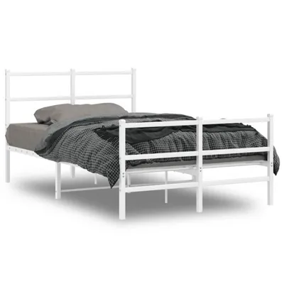Produktbild von vidaXL Bettgestell mit Kopf- und Fußteil Metall Weiß 120x190 cm