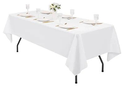 Immagine prodotto di Tovaglia rettangolare in poliestere, colore bianco, dimensioni 153 x 320 cm, lavabile