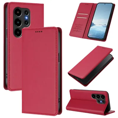 Produktbild von Handyhülle für Blackview Wave 10C, Kunstleder Klapphülle Stoßfeste Magnetische Hülle mit Ständer Rot