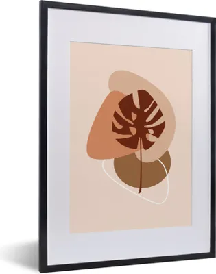Produktbild von MuchoWow® Gerahmtes Poster Sommer - Monstera - Braun 30x40 cm - Poster mit Schwarzem Bilderrahmen Wandposter Rahmen Foto Bilder - Wandposter Schlafzimmer