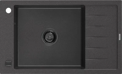 Immagine prodotto di Mexen Elias lavello in granito 1-vasca con sgocciolatoio 795 x 480 mm, nero maculato, sifone nero - 6511791005-76-B