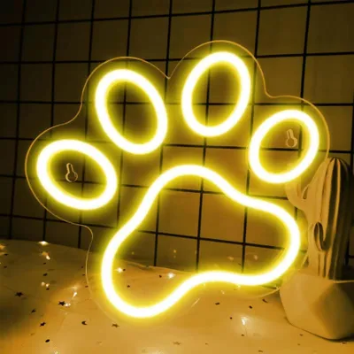 Zdjęcie produktu dla NEON LED, dekoracyjna lampa ścienna, łapa, ciepłe światło, ok. 25 x 22 cm