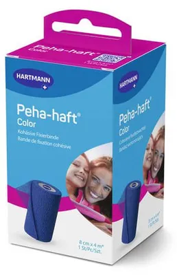 Immagine prodotto di Hartmann Peha-haft Benda elastica di fissaggio a colori, blu - 8 cm x 4 m | confezione (1 pezzo)
