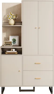 Produktbild von Sweiko Kompaktgarderoben,Flurgarderobe,Dielenschrank Wandschrank Regal Diele & Flur Kleiderschrank mit gepolsterten Paneelen Schuhschrank, (BxHxT): 110x186x38 cm