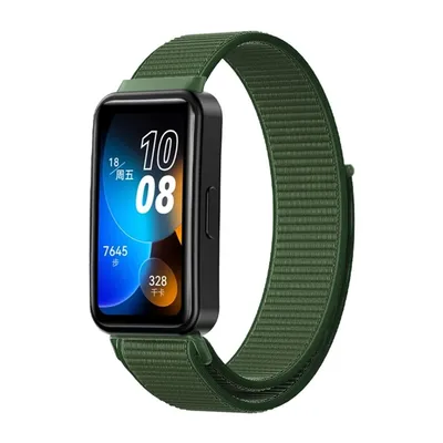 Produktbild von 16mm Gewebtes Nylon Loop Uhrenarmband für Huawei Band 8, Farbe:Armeegrün