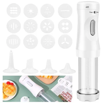 Produktbild von Multifunktionale elektrische Keksdruckpistole,kabellos,2 Geschwindigkeiten,einfach zu bedienen&reinigen,perfekt für Backen,Dekorieren,DIY-Süßigkeiten