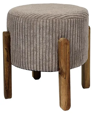 Image de Tabouret d'appoint Côtelé Scott Taupe 35 cm - Home Deco Factory - x1 Tabouret