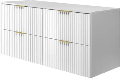 Image de Meuble sous-vasque, blanc mat, 120 (2 x 60) x 57 x 46 cm, poignée dorée + plan de travail