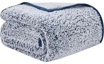 Productafbeelding van Sherpa knuffeldeken, omkeerbaar, extra zacht, 130x150 cm, marineblauw