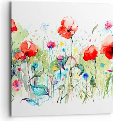 Produktbild von Bild auf Leinwand - Leinwandbild - Blumen Wiese Blatt Natur - 70x70cm - Wand Bild - Wanddeko - Leinwanddruck - Bilder - Kunstdruck - Wanddekoration - Leinwand bilder - Wandkunst - AC70x70-3076