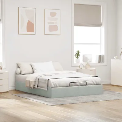 Image de vidaXL Lit ottoman sans matelas gris clair 140x200 cm velours
