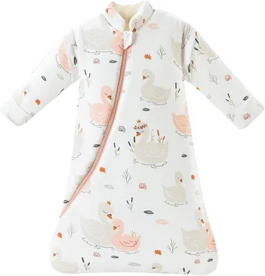 Productafbeelding van Famanu babyslaapzak voor de winter, met afneembare mouwen, warm gevoerd, 3,5 TOG - Zwaan, maat L (90-105 cm)