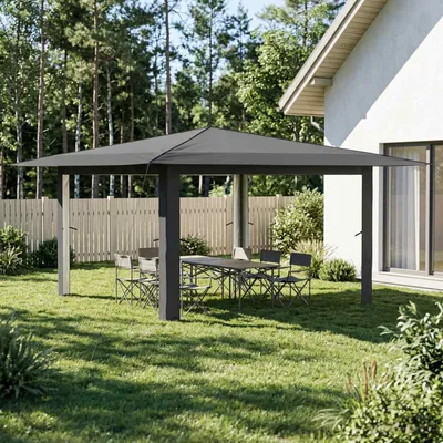 Produktbild von PUEAZU Pavillon ohne Seitenwand 4 x 4 m Hellgrau und Anthrazit - Pavillons & Partyzelte &38769