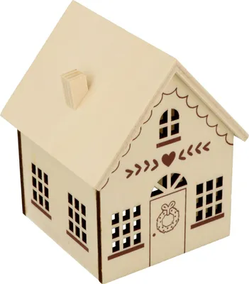 Produktbild von Holzhaus zum Bemalen, 8,6 x 7 x 6,2 cm, Deko für Weihnachten und Winterszenen