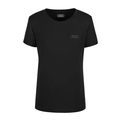 Produktbild von Audi T-Shirt Ringe, Damen, Gr. M, Schwarz, Damenshirt, Shirt, Damen T-Shirt