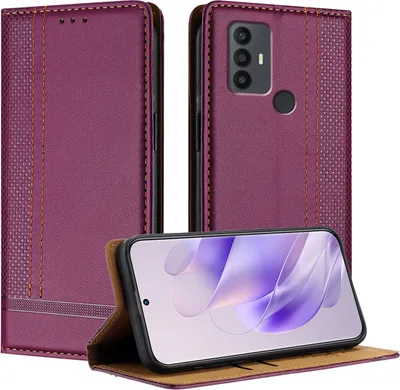 Produktbild von Handyhülle für TCL 305 /TCL 306 /TCL 30 SE Leder Flip Klappbare Schutzhülle mit Standfunktion Lila