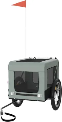 Zdjęcie produktu dla Przyczepka rowerowa dla psów - Przyczepka dla zwierząt - Bezpieczny transport - Wytrzymała, żelazna konstrukcja - Pojemność 45 kg - Szara, czarna