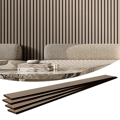Productafbeelding van VEVOR Akoestische panelen, 2400 x 200 x 21 mm, akoestische wandpanelen, MDF-accentwandpanelen. Kunststof wandpanelen voor geluidsreductie, set van 4