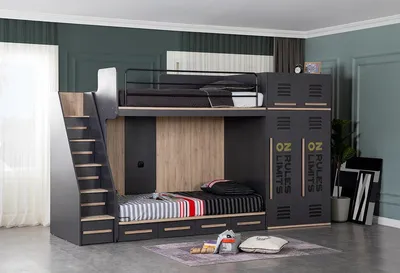 Zdjęcie produktu dla Elegantes Kinderzimmer Bett Etagen Hochbett Luxus Jugendbett Betten