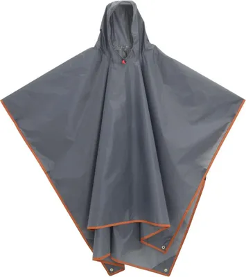 Zdjęcie produktu dla vidaXL Ponczo przeciwdeszczowe z kapturem 2 w 1 szaro-pomarańczowe 223x145 cm