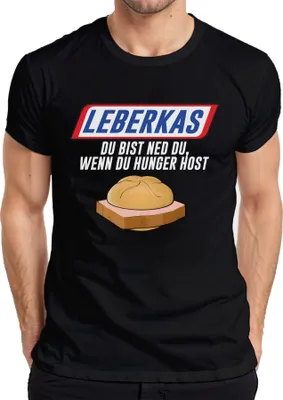 Produktbild von Leberkas du bist ned du wenn Hunger Bayern Brotzeit Snack Humor Herren T-Shirt, Schwarz, XL