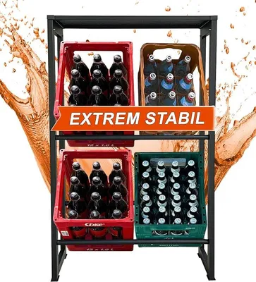 Produktbild von Getränkekistenregal 71x30x129cm mit Ablage für 4 Kästen Getränkekistenhalter Standregal