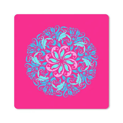 Produktbild von MuchoWow® Mauspad Mousepad Mandala mit Blumen 20x20 cm - Mousepads - Maus Mat - Pad - Mausunterlage - Desk Mat - Bureauartikeln