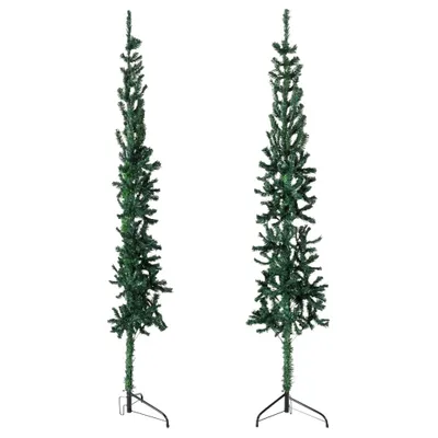 Zdjęcie produktu dla Maison Exclusive - Sztuczne, pół-choinki świąteczne z podstawą, smukłe, zielone, 150 cm