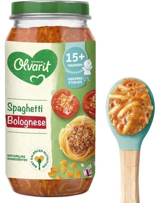 Produktbild von Olvarit Spaghetti Bolognese Babybrei 15 Monate+ 250g – Nährstoffreich & lecker