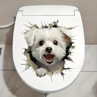 Produktbild von GKA WC Deckel Aufkleber süßer Hund Malteser Toilettendeckel Tattoo selbstklebend Toilette Toilettendeckelaufkleber